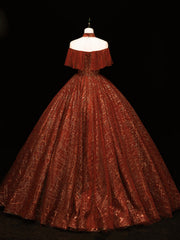 Vestido de fiesta de tul con escote alto en color rojo vino para dulces 16 