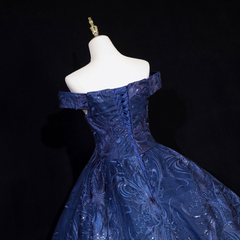 Vestido largo formal de fiesta azul marino 