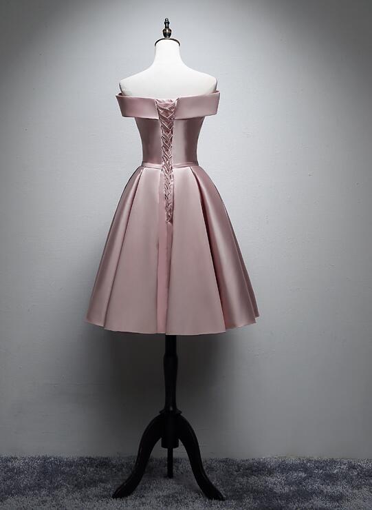 Vestido de fiesta con cordones y hombros descubiertos de satén rosa 