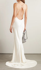 Bronia White Backless Wedding Dress