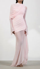 Guthrie Blush Pink Sheer Mesh Maxi Dress