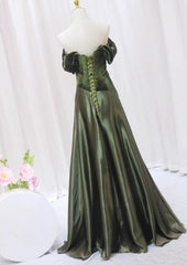 A-line Green Sweetheart Velvet Long Party Dress