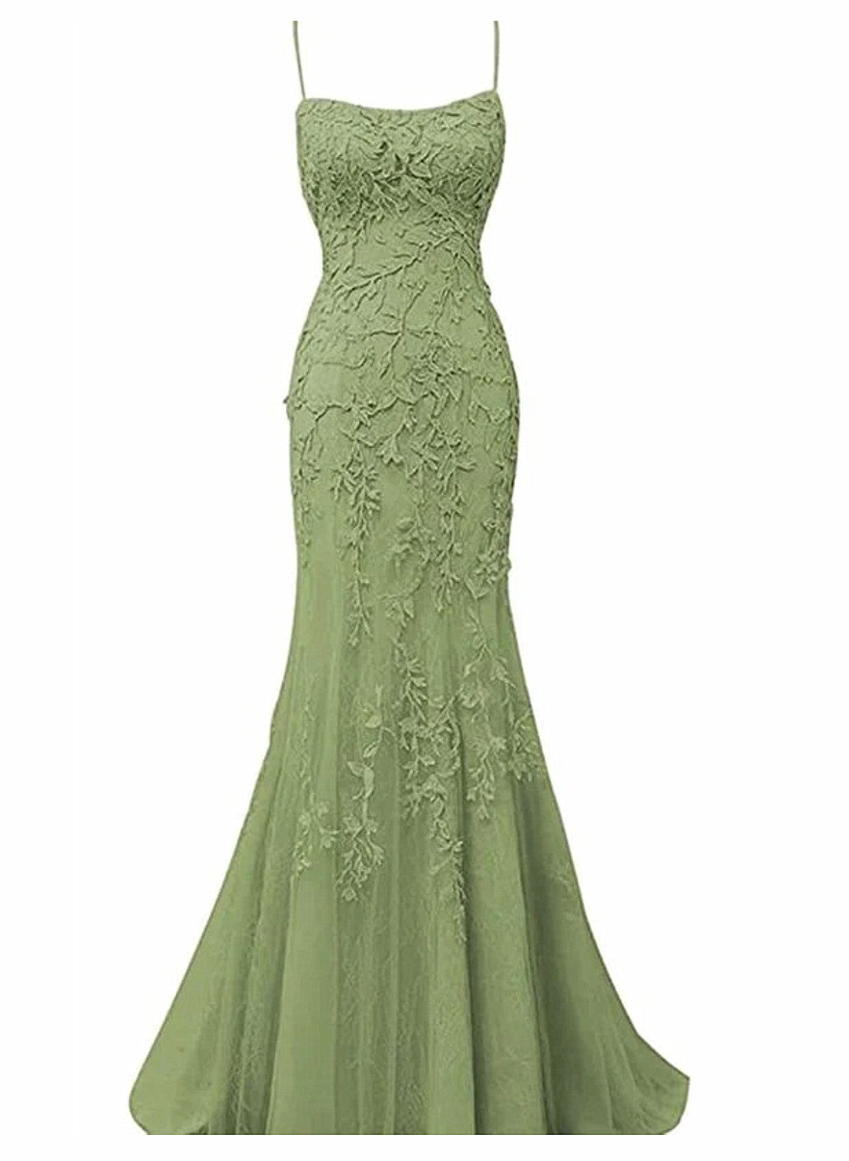 Sage Green Mermaid Long Prom Dress with Lace