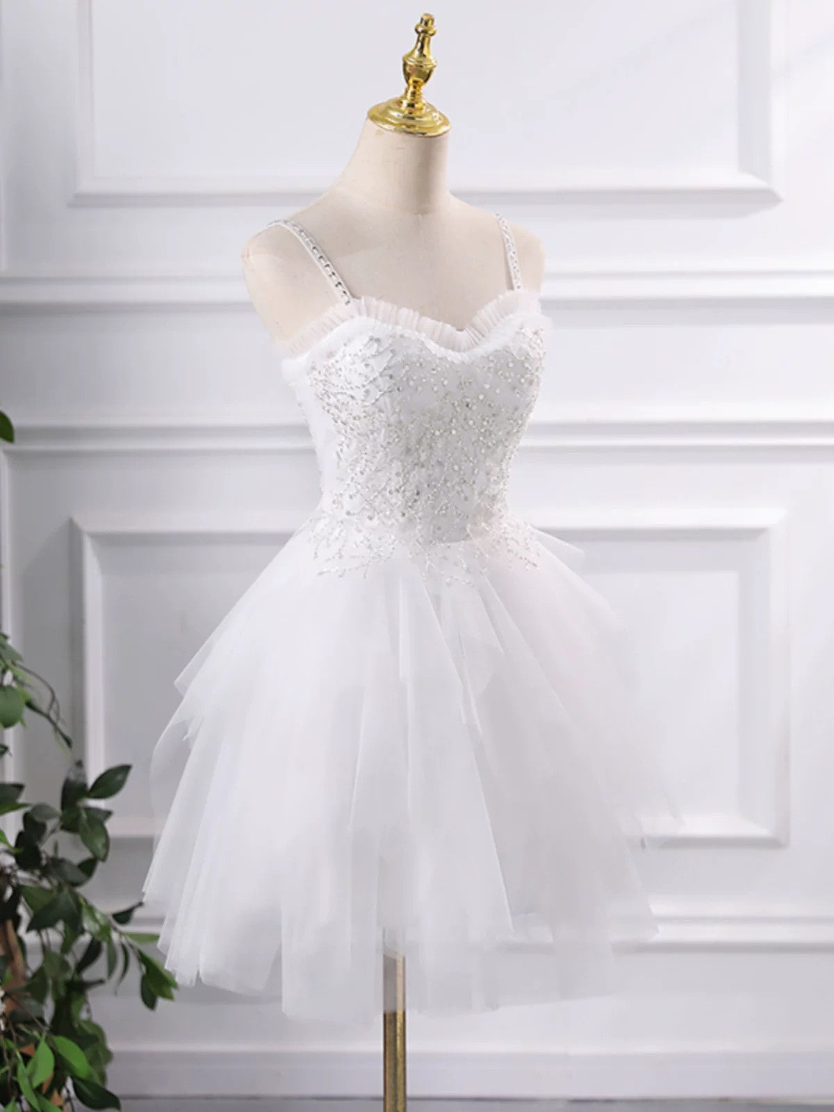 Lovely Tulle with Lace Applique Straps Short Party Dress