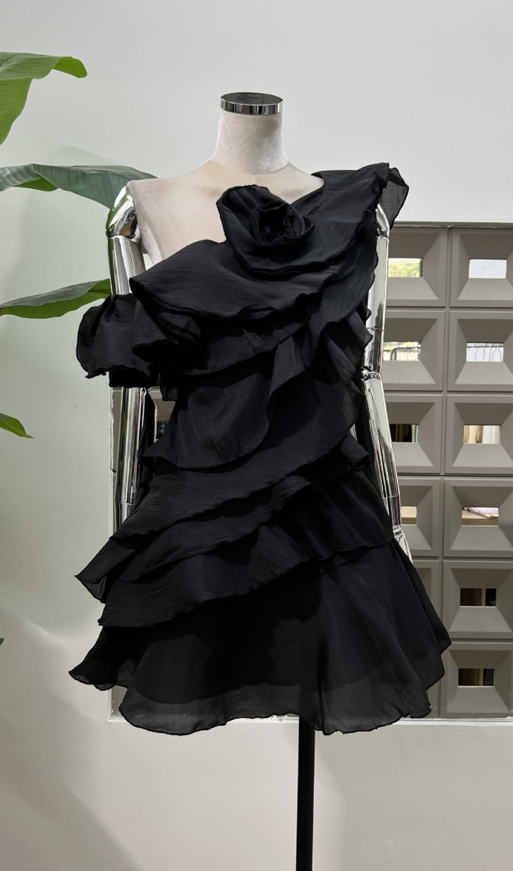 Erin Goddess Bloom Ruffle Mini Dress