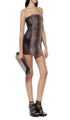Inza Glamour Faux Fur Strapless Mini Dress