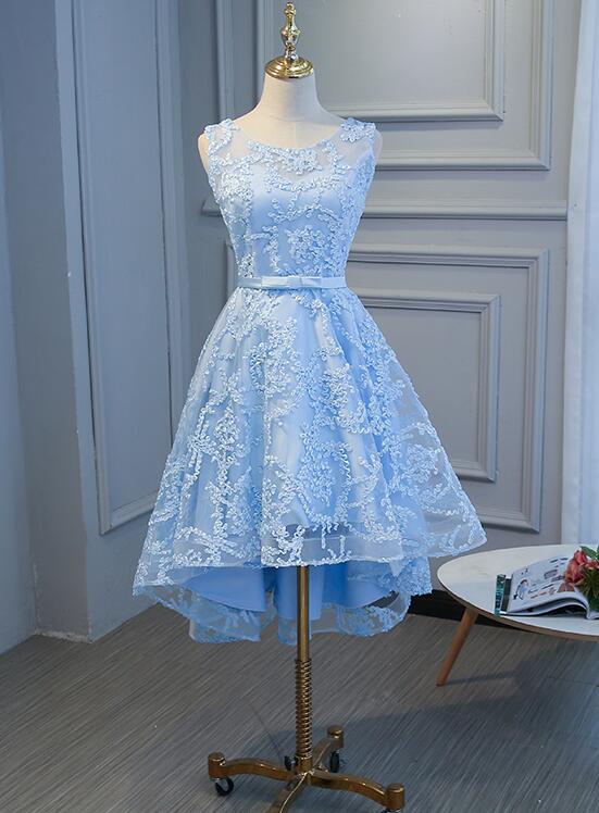 Blue High Low Fashionable Homecoming Dress