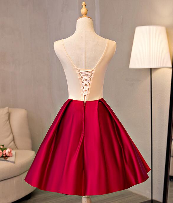 Beautiful Red Lace Applique Flower Homecoming Dress