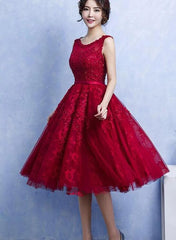Elegante vestido de fiesta rojo vino, largo hasta la rodilla 