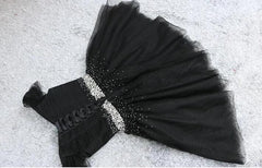 Fashionable Black Short Beaded Party Dress