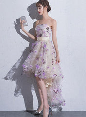 Beautiful Flowers Tulle High Low Scoop Party Dress