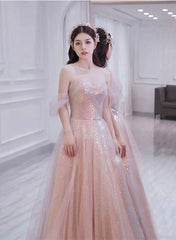 Light Pink and Sequins Sweetheart Long Formal Dress
