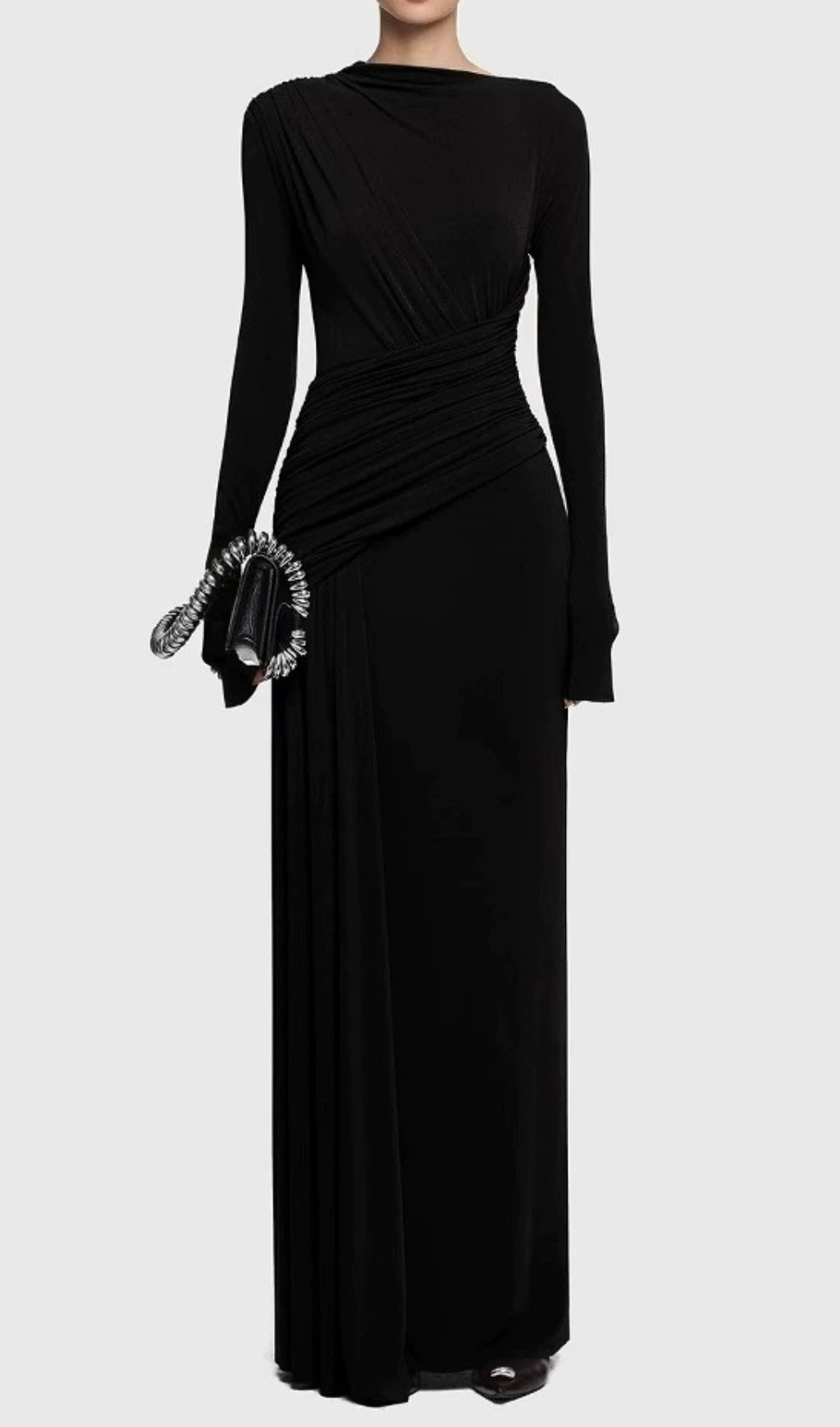 The Haruka Ruched Long Sleeve Maxi Dress