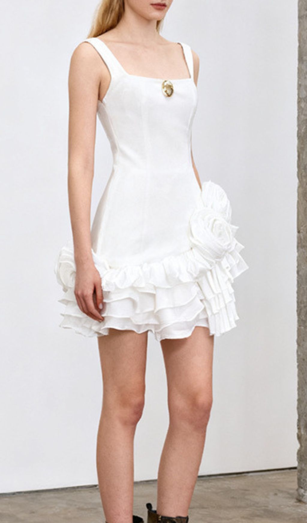 Fern Velvet Rose Ruffle Mini Dress