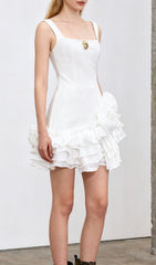 Fern Velvet Rose Ruffle Mini Dress