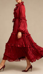 Ilissa Elegant Ruffle Midi Dress for Women