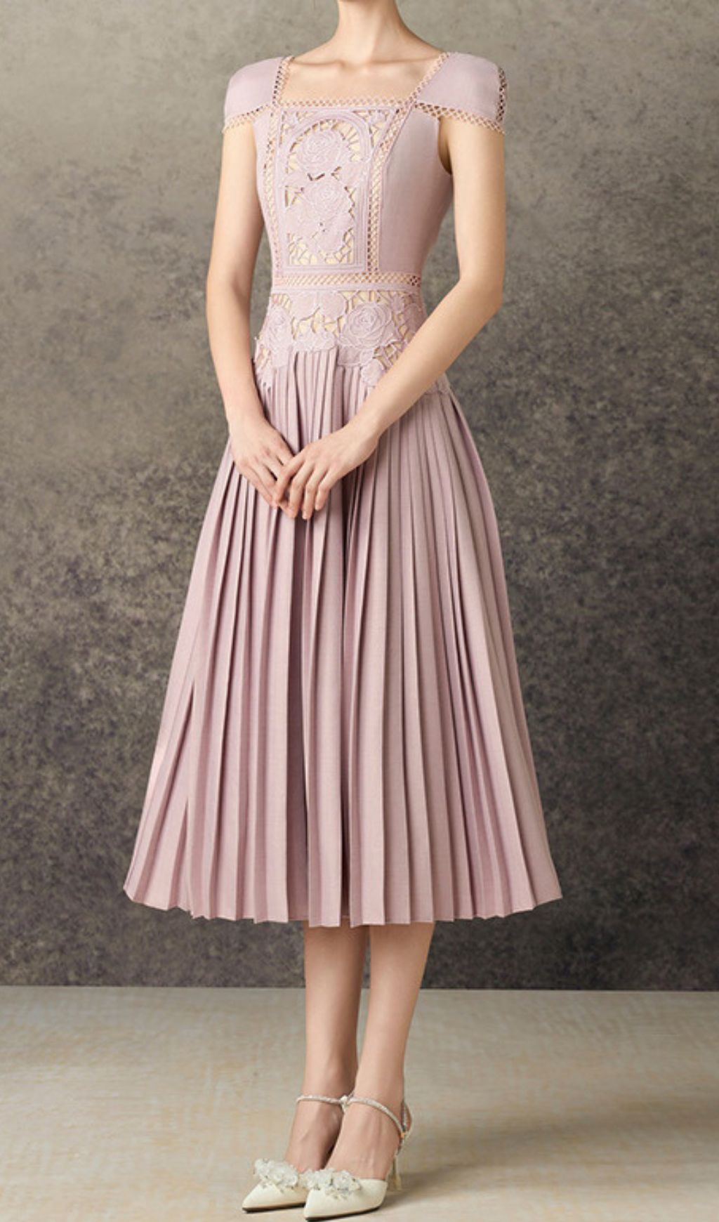 Hilda Romantic Floral Pleated Midi Dress