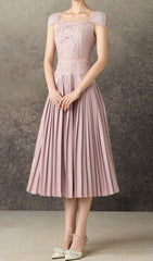Hilda Romantic Floral Pleated Midi Dress