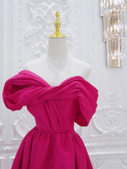 Fuchsia High Low Off Shoulder Party Dress