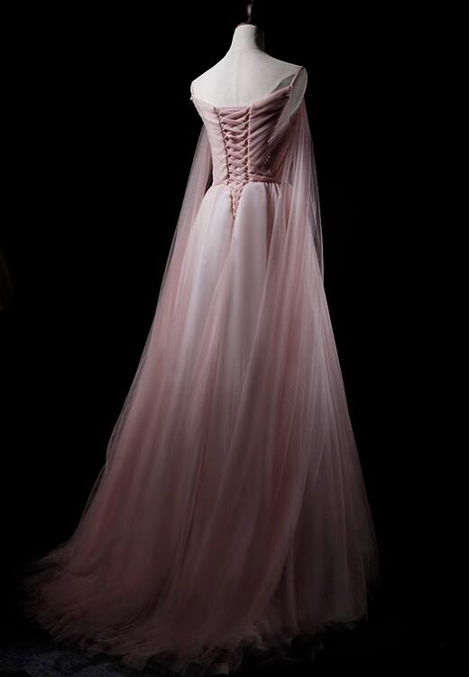 Pink Sweetheart Tulle Long Elegant Evening Dress
