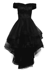Lovely Simple Black High Low New Homecoming Dress