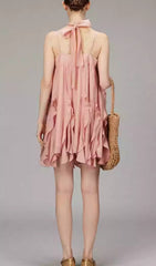 Doria Blush Pink Sequin Ruffle Mini Dress