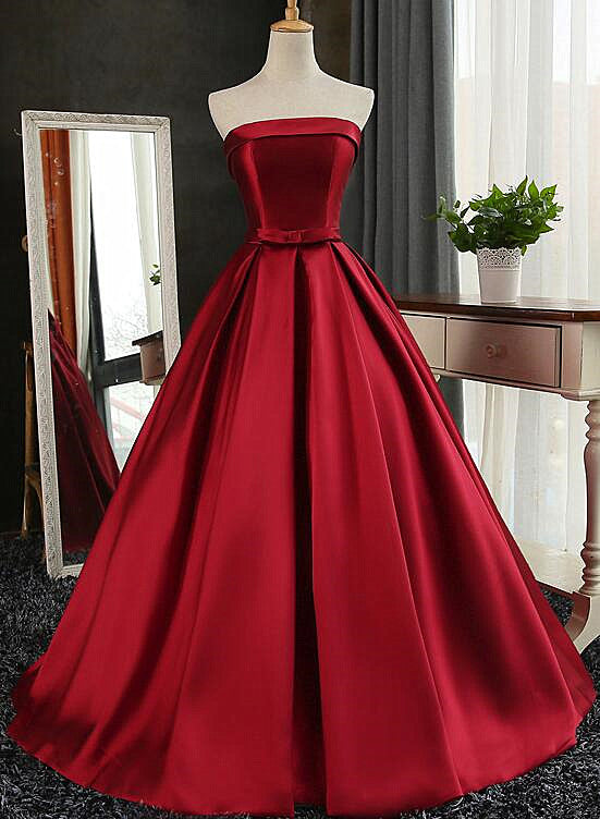Beautiful Satin Scoop Floor Length Ball Prom Dress