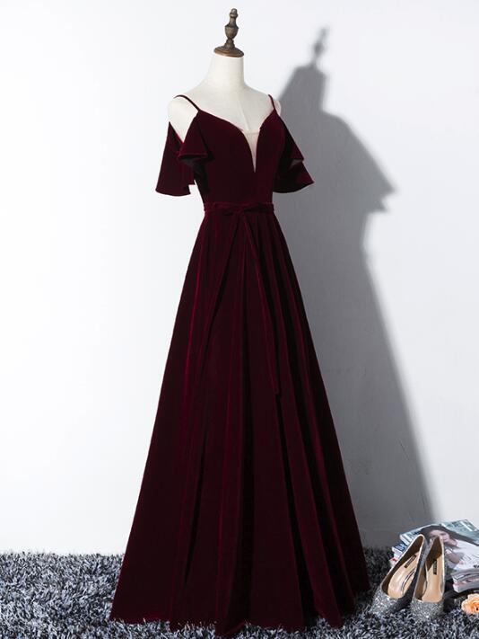 Elegant Velvet Long Bridesmaid Dress