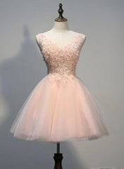 Encantador vestido formal de tul rosa perla 