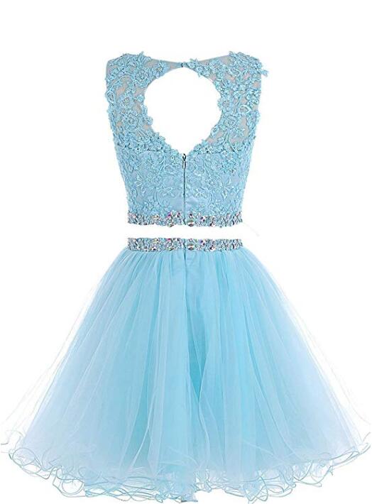 Lindo vestido de fiesta de dos piezas de tul con cuentas 