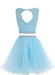 Lindo vestido de fiesta de dos piezas de tul con cuentas 