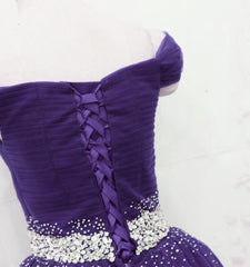 Dark Purple Tulle Long Prom Dresses