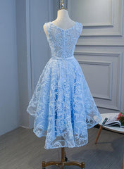 Blue High Low Fashionable Homecoming Dress