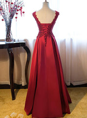Hermoso vestido largo de encaje rojo oscuro para fiesta de graduación juvenil 