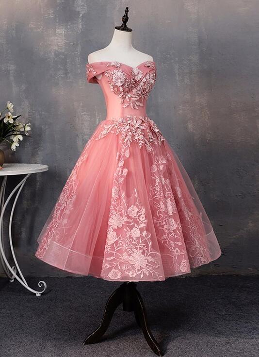 Lovely Pink Off Shoulder Party Dress