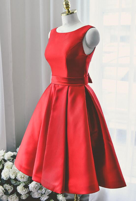 Lovely Red Satin Short Party Dress