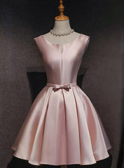Pink Satin Short Party Dress