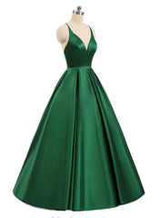 Vestido de fiesta largo con escote en V profundo y espalda cruzada de satén encantador 