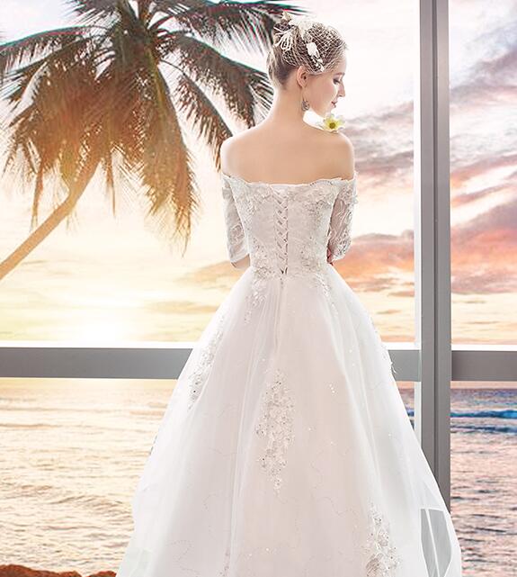 White Off Shoulder High Low Tulle Party Dress