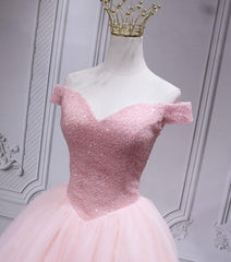 Lovely Pink Off Shoulder Style Princess Tulle Homecoming Dress