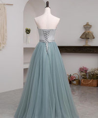 Beautiful Grey and Green Long Simple Party Dress Prom Dress