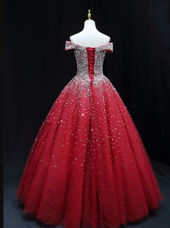 Shiny Red Sequins Pretty Long Formal Dress