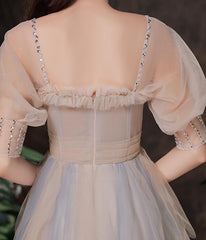 Cute Short Sleeves Layers Tulle Long Party Dress