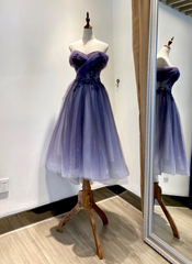 Vestido de fiesta de tul degradado con escote en forma de corazón hasta la rodilla 