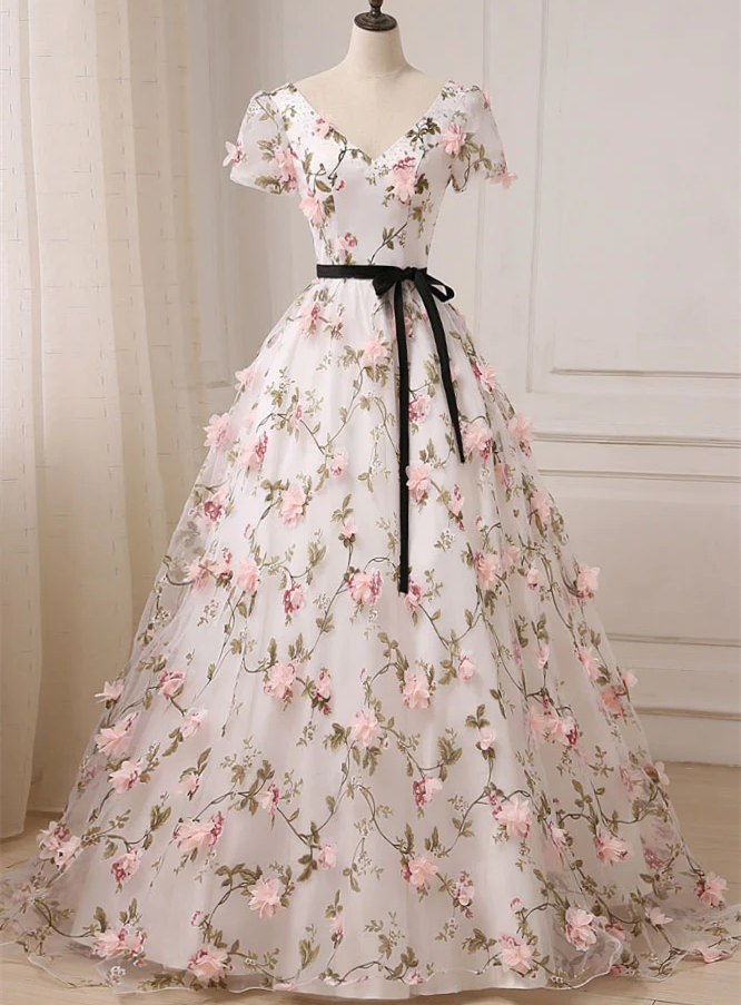 Beautiful Ivory Lace Long Wedding Party Dress