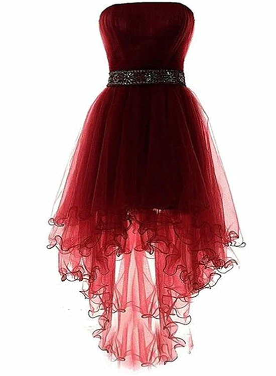 Wine Red Lovely High Low Tulle Homecoming Dress