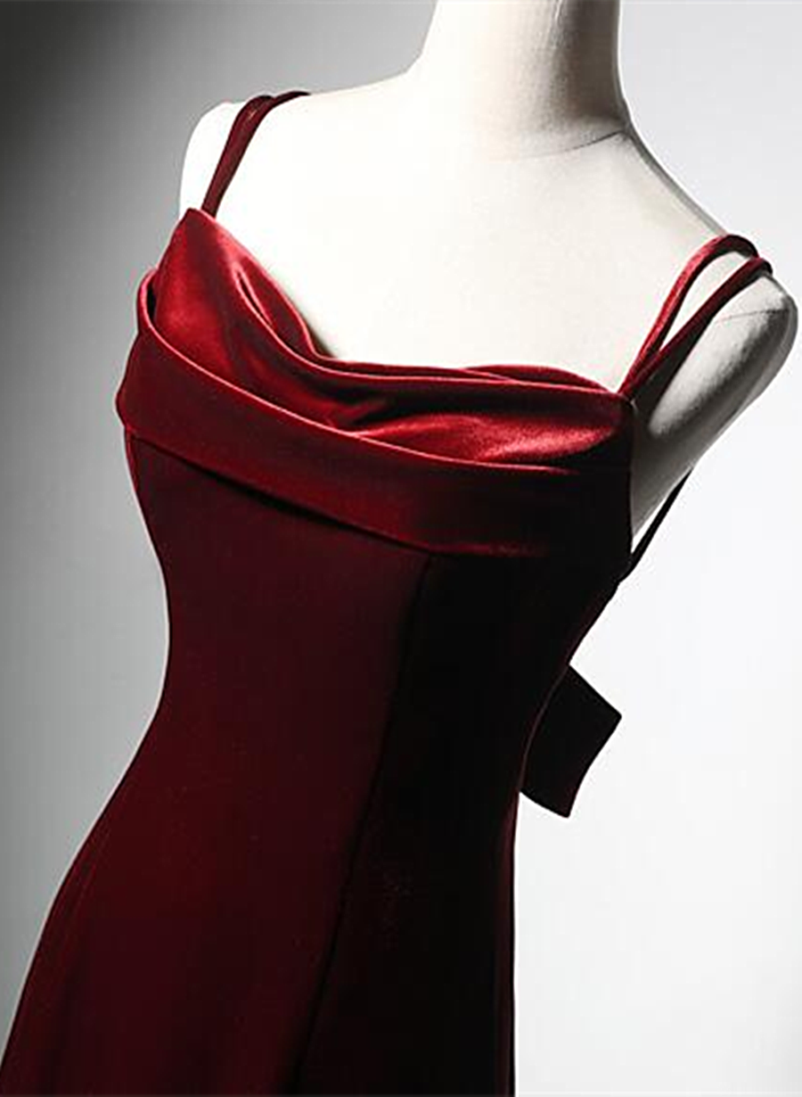 Wine Red Low Back Mermaid Formal Dress