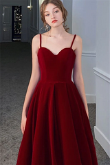 Wine Red Velvet Long Formal Dress Party Dress