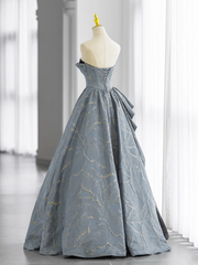 Glam A-line Blue-Grey Sweetheart Long Party Dress