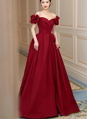 Lovely Wine Red Sweetheart Long A-Line Prom Dress